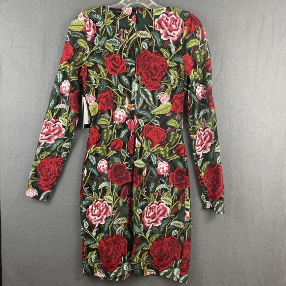 NWT Marciano by Guess Womens Green/Red Floral Embroidery Mini Dress Sz 2 READ - Picture 6 of 6